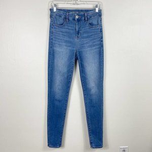 American Eagle - Whiskered High Waisted Curvy High Rise Jeggings Skinny Jeans